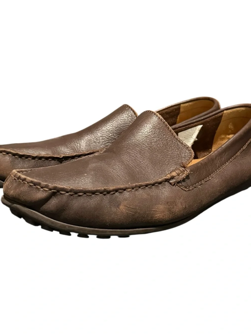 Clarks Men's Driving Loafers Brown Leather Casual Slip On Men's Size 13 M